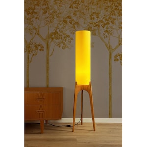 Lemon - Archie Rocket Lamp | Handmade Wooden Floor Lamp with Recycled Fabric | Mid Century Modern Inspired Lighting