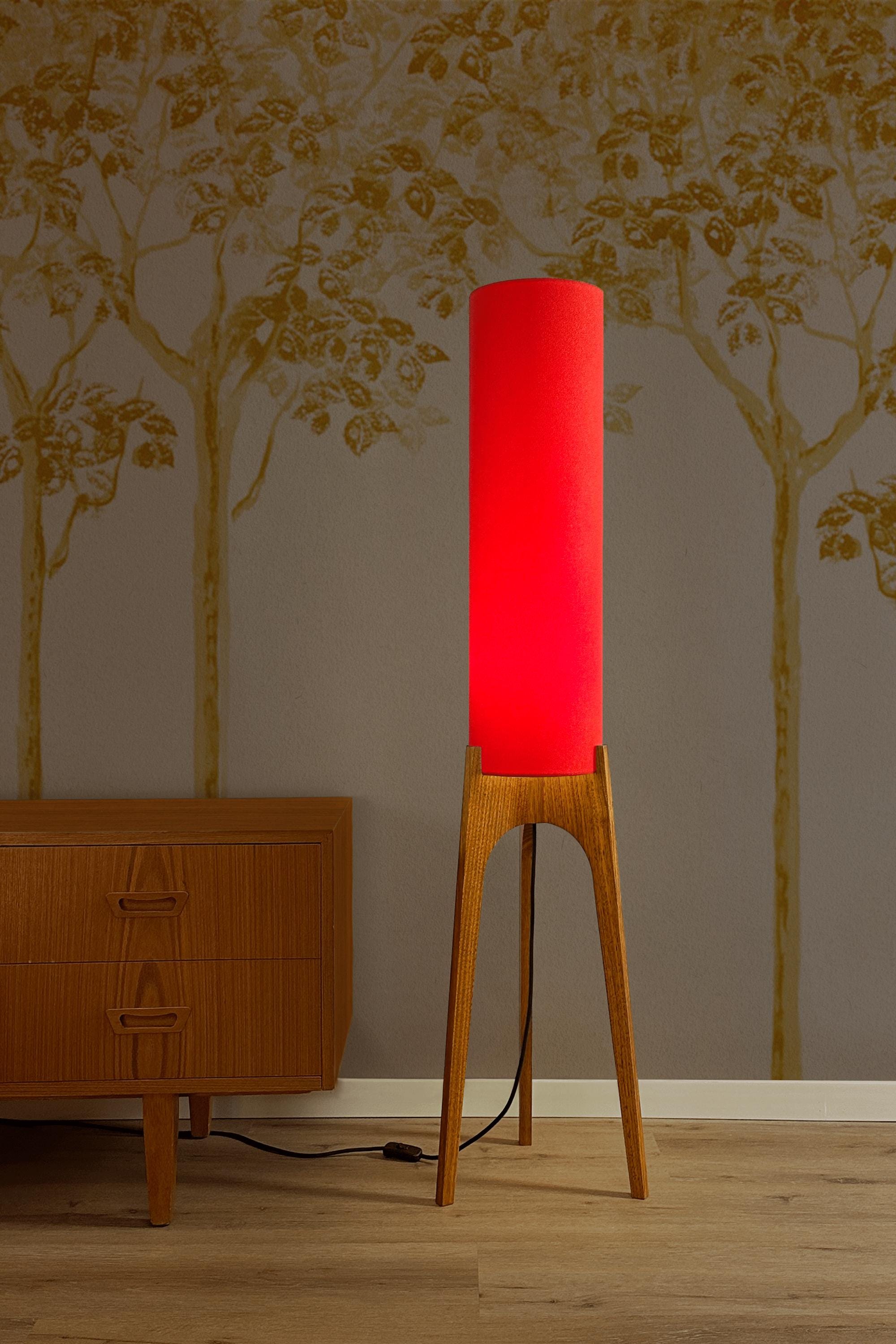 Red - Archie Rocket Lamp | Handmade Wooden Floor Lamp With Recycled ...