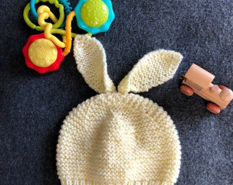 Knitted baby bunny hat 6- 12 months