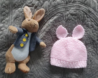 Knitted baby bunny hat newborn