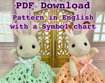 Crochet dress pattern for Town Girl (Older sister) of Calico Critters and Sylvanian Families