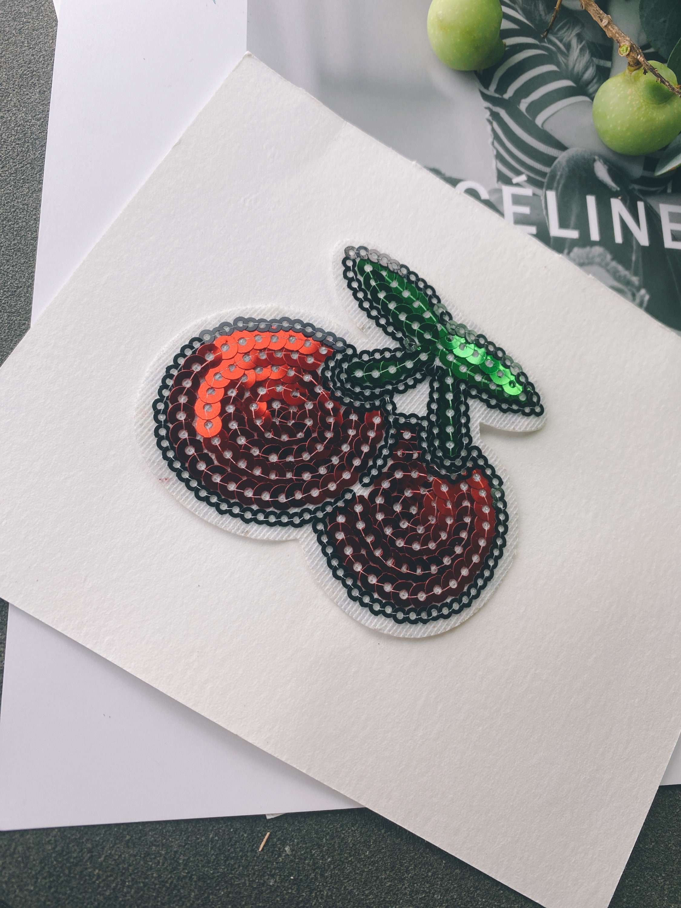 Cherry Sequin Patches SewOn Clothes Etsy