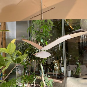 Hanging Wooden Seagull Wooden Decoration Unique Handmade Gift Wooden Bird Mobile Unique Wooden Gift