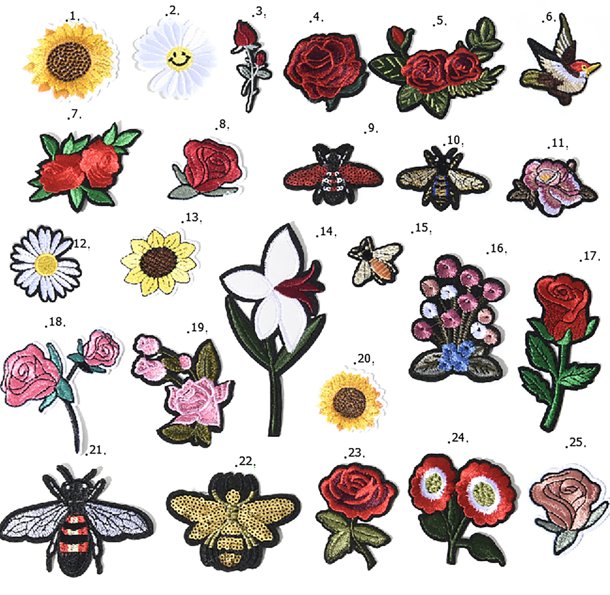 Rose Flower Patches Red Rose Flower Adhesive Backing Patches | Etsy