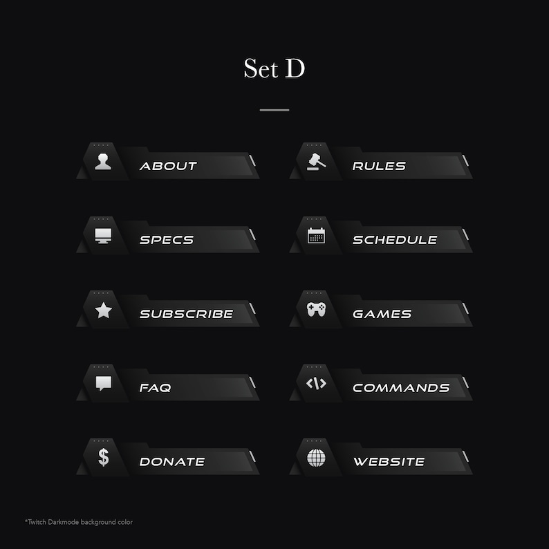 DARK Twitch Panels V2 Etsy