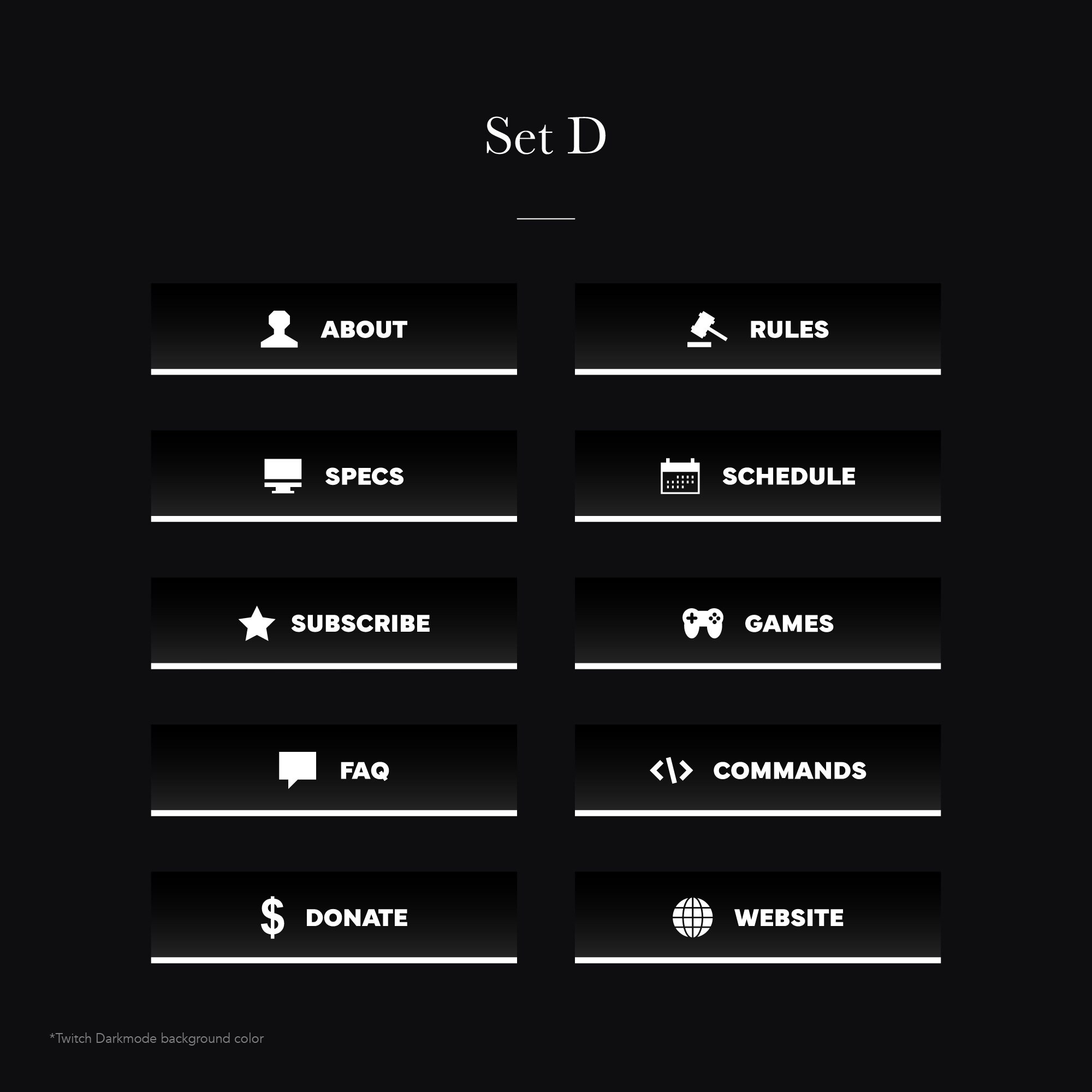 DARK Twitch Panels V1 Etsy