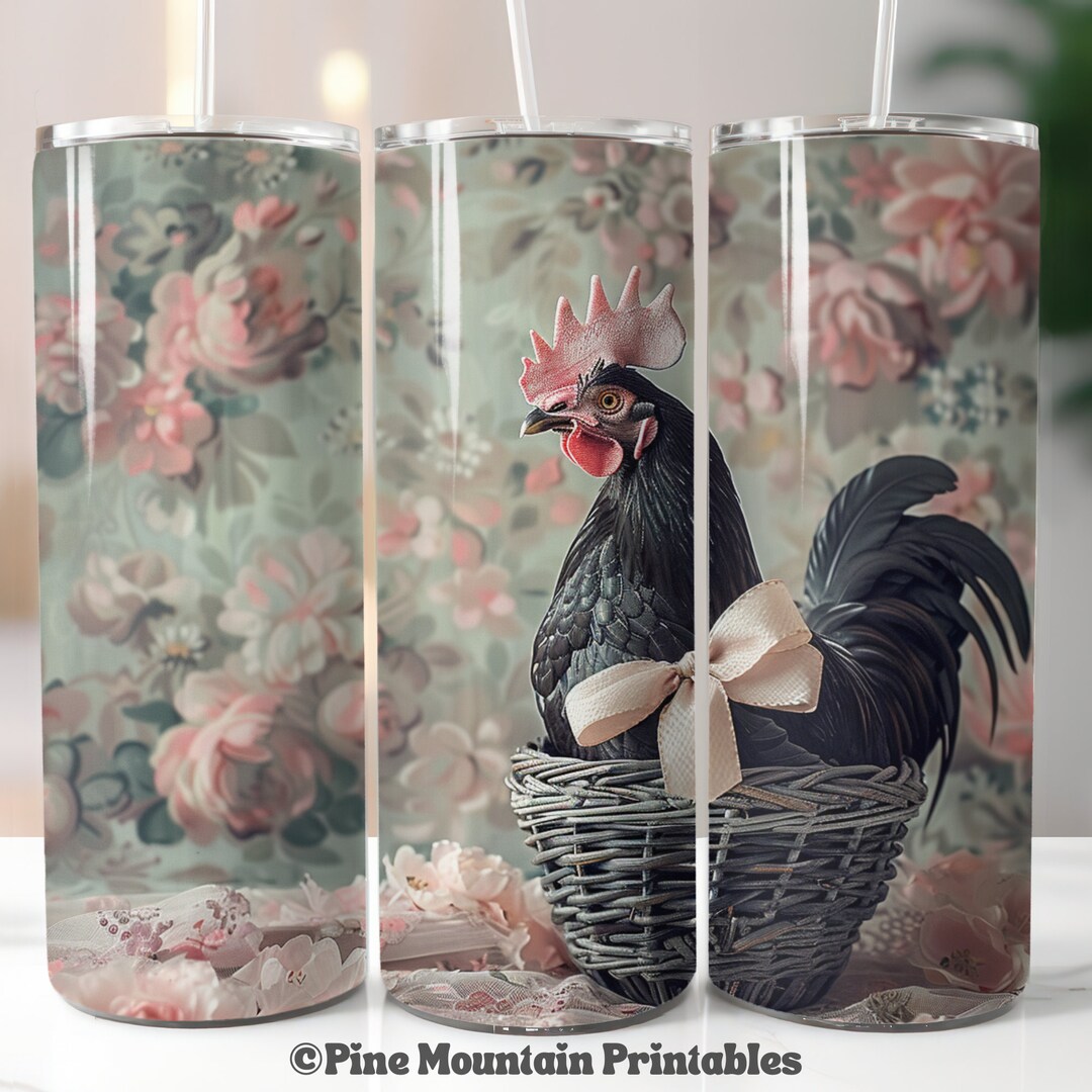 Chicken Floral Tumbler Wrap PNG, 20 Oz Skinny Tumbler Sublimation ...