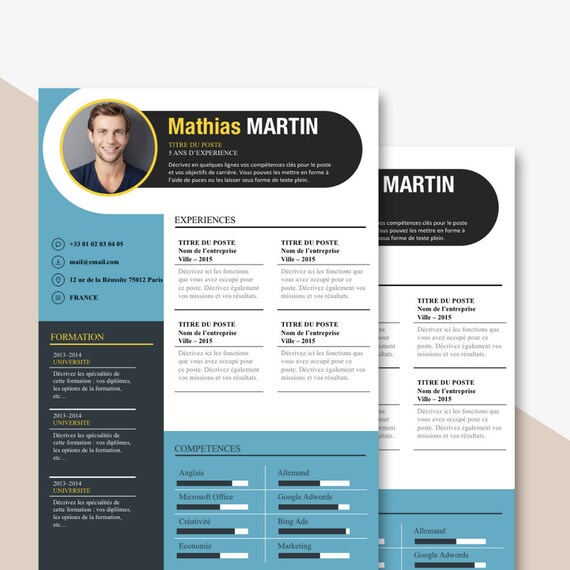 Resume Template Cv Template Cv Template With Photo Cv Etsy