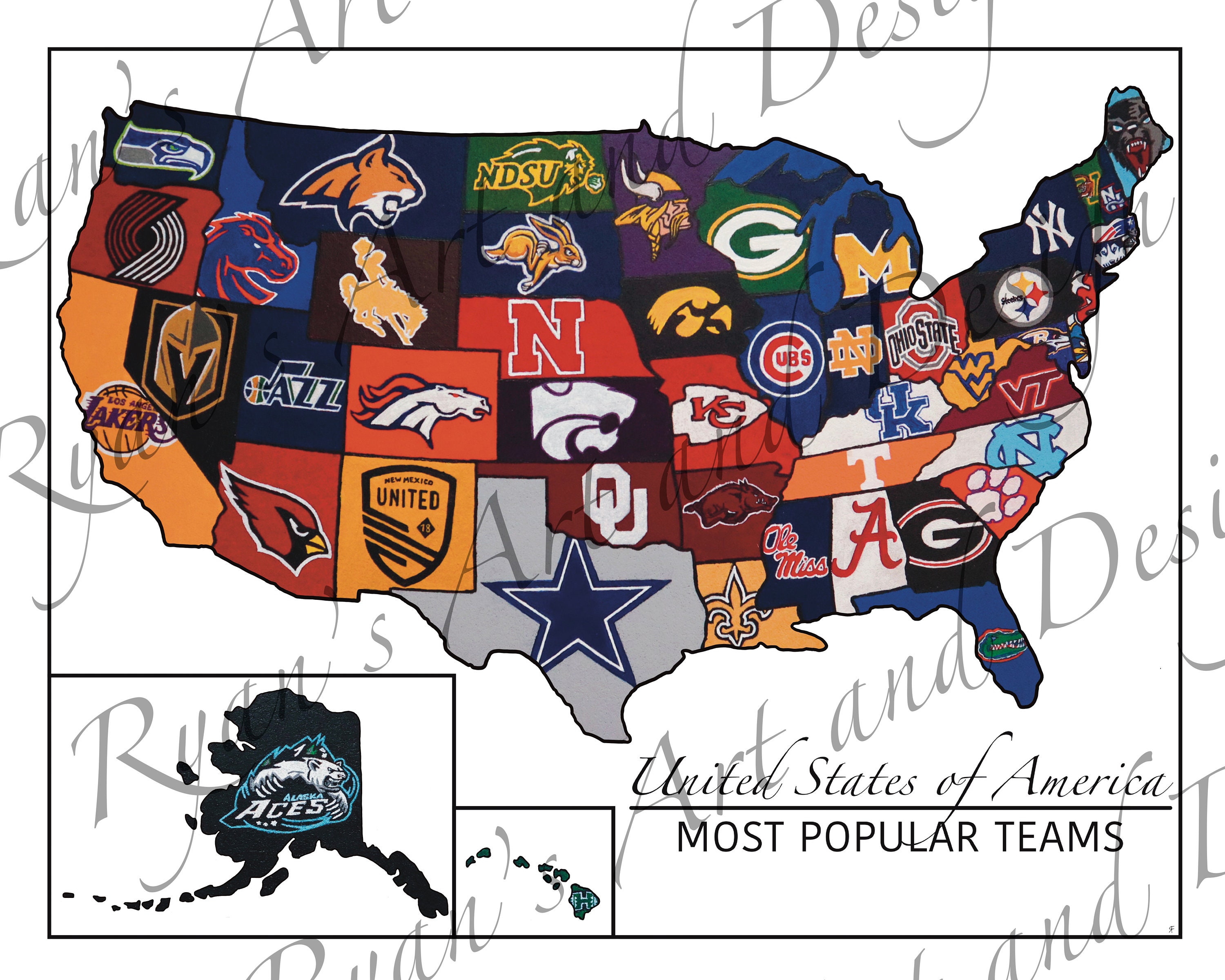 Sports Map - Etsy