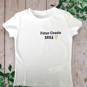 Bodies ou T-shirts unisexe personnalisé Annonces grossesse Futur Cousin 2024 ou personnalisation au choix Grand frère, Future cousine image 1