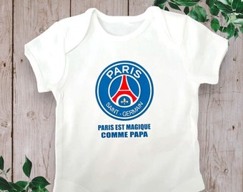 Bodies Body de bebé unisex personalizado "Logo y texto París es mágico como papá o la palabra que elijas en lugar de papá (padrino, abuelo, etc.)