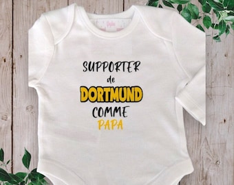 Bodies Body de bebé unisex personalizado "Simpatizante del Dortmund como Papá o con la palabra que tú elijas (Padrino, Abuelo, Mamá, etc.)