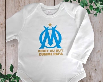 Bodie Body bébé ou t-shirt personnalisé OM Droit au but comme PAPA ou avec le mot de votre choix