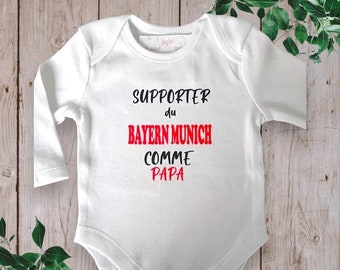 Body neonato unisex personalizzato "Bayern Monaco Supporter Like DAD" o con la parola a tua scelta (Padrino, Nonno ecc...)