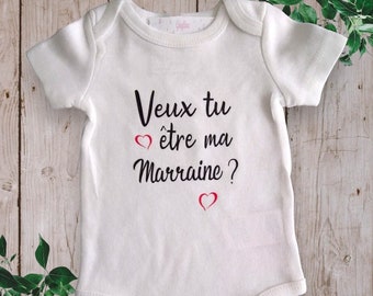 Lichamen Gepersonaliseerde unisex baby bodysuit "Wil jij mijn meter of mijn peetvader zijn of een ander woord naar keuze"