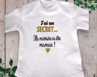 Bodysuits Bodysuit or unisex baby t-shirt to announce a pregnancy “I have a SECRET… my godmother is going to be a Mom!” or other word of your choice