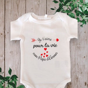 Bodie Body bébé unisexe personnalisé Je t'aime pour la vie mon papa d'amour possibilité de changer le mot papa par celui de votre choix image 1