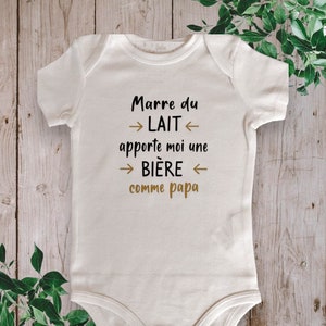 Bodie Personalized baby bodysuit "Fed up with milk, bring me a beer like dad" Possibility of modifying the word Dad with the word of your choice