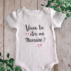 Bodies Body bébé unisexe Personnalisé Veux tu être ma Marraine ou mon Parrain ou autre mot de votre choix ROUGE