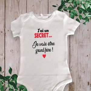 Unisex baby bodysuit or t-shirt ideal for announcing a pregnancy "I have a SECRET... I'm going to be a big sister or big brother, cousin..."