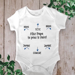 Bodie Personalisierter Baby-Body Komm schon, Papa, du schaffst das Möglichkeit, das Wort Papa mit dem Wort Ihrer Wahl zu ändern BLEU ROYAL