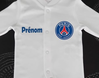 Personalisierter Unisex-Baby-Pyjama „PSG-LOGO mit dem Vornamen Ihrer Wahl“ Farbe des Vornamens Königsblau oder Rot Ihrer Wahl