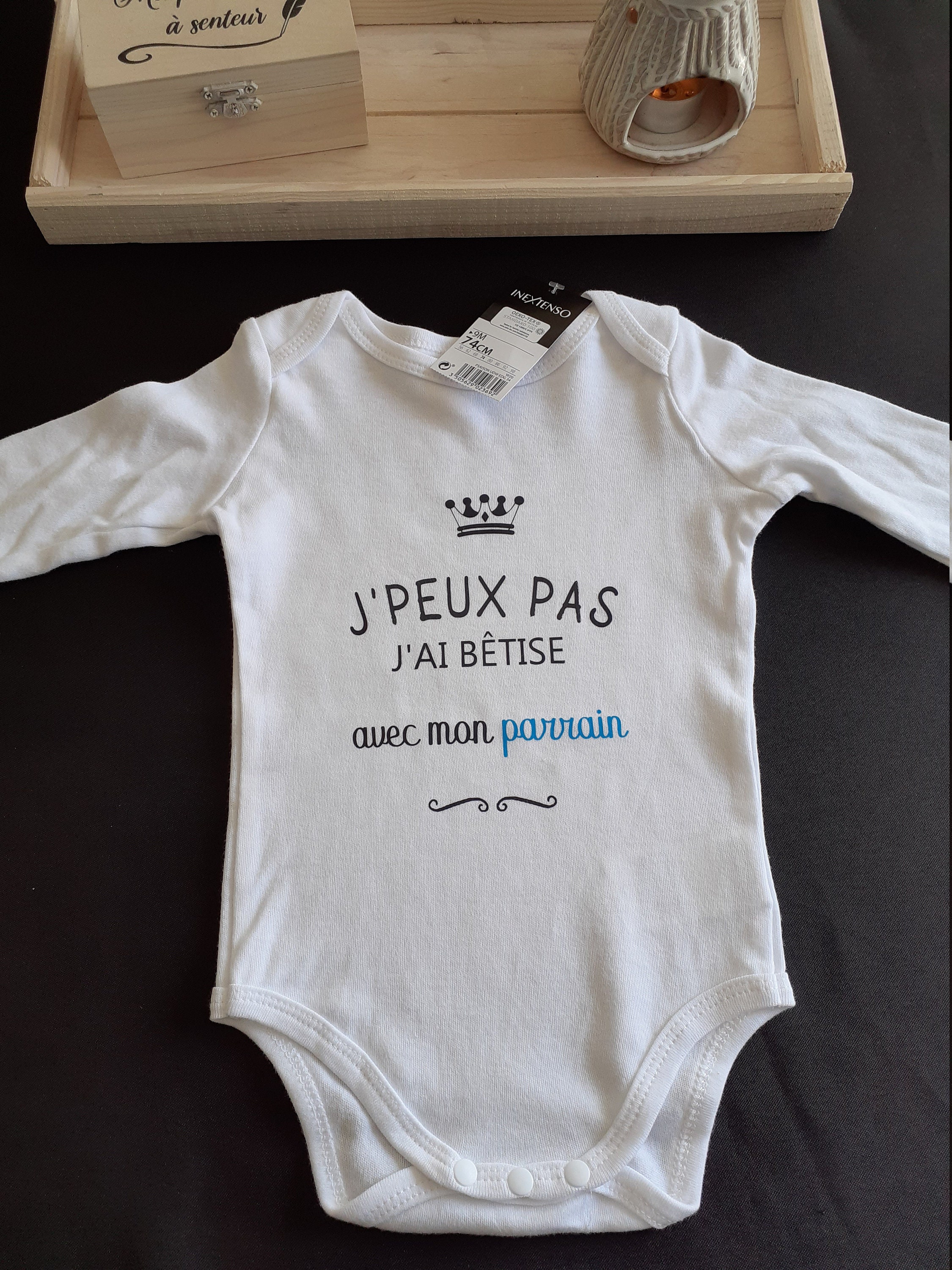 Body bébé personnalisé J'peux pas j'ai bêtise avec mon papa  métier