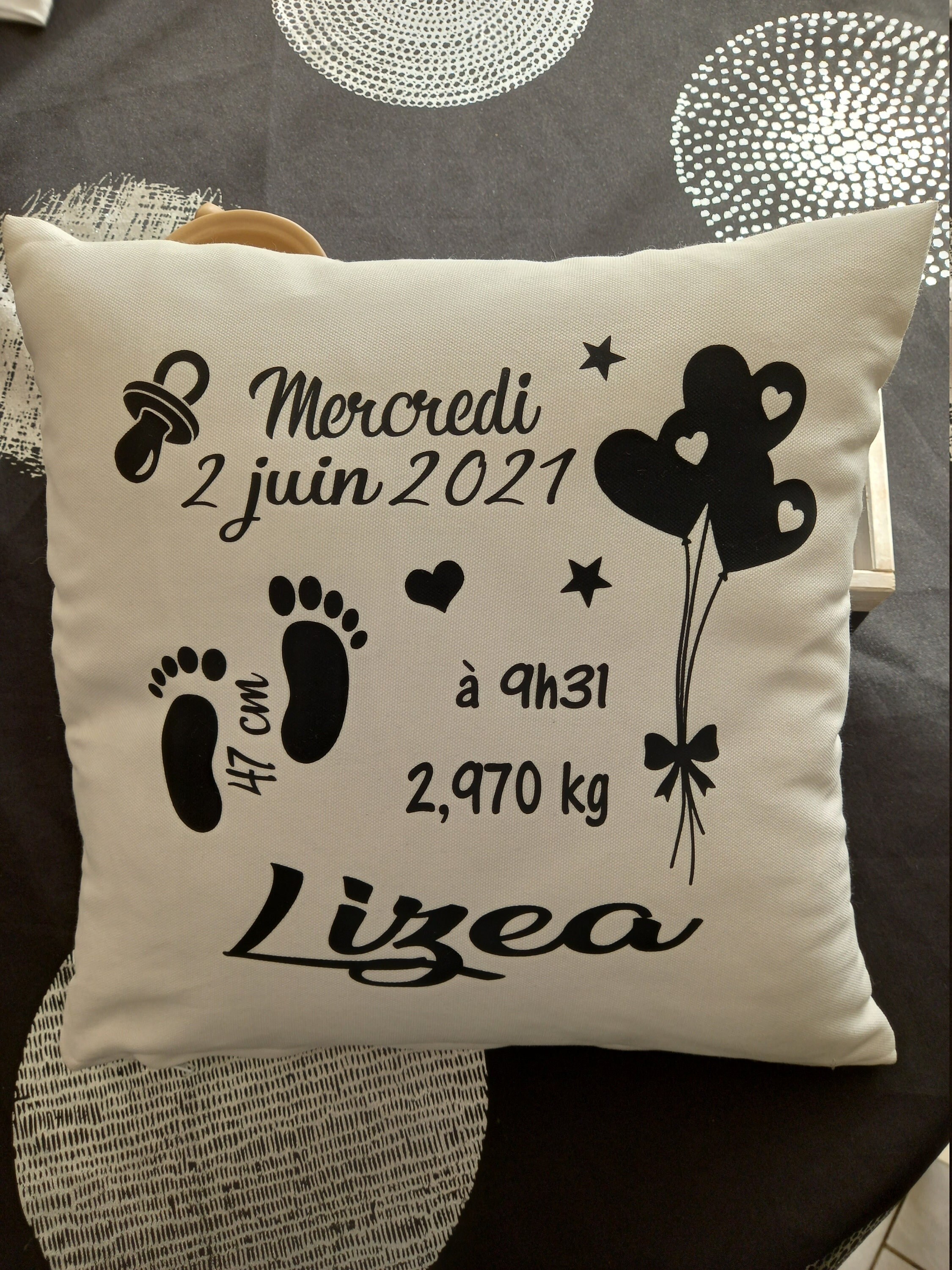 Housse de Coussin Naissance Décoratif Personnalisé