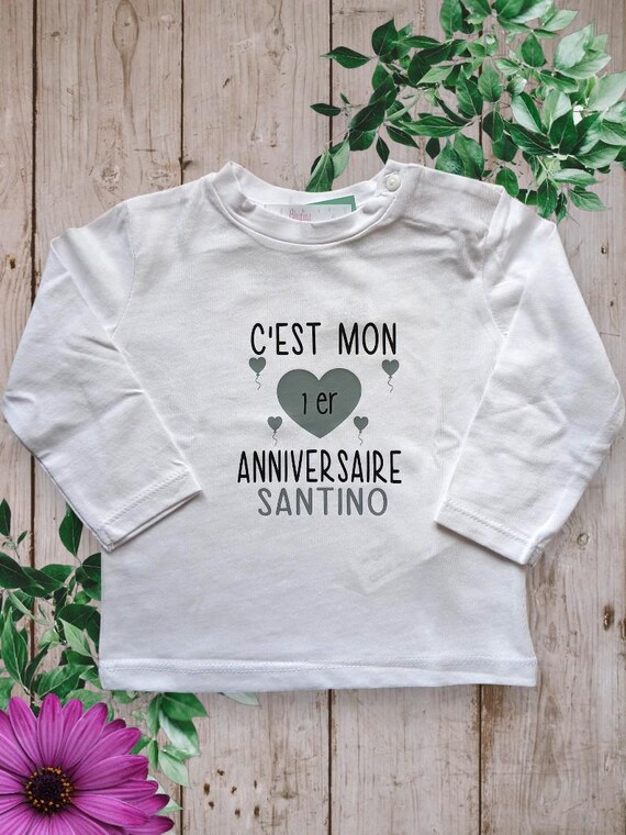 Bodies Body ou T-shirt bébé unisexe Personnalisé "C'est Mon 1er Anniversaire " avec possibilité de mettre un prénom et couleurs au choix