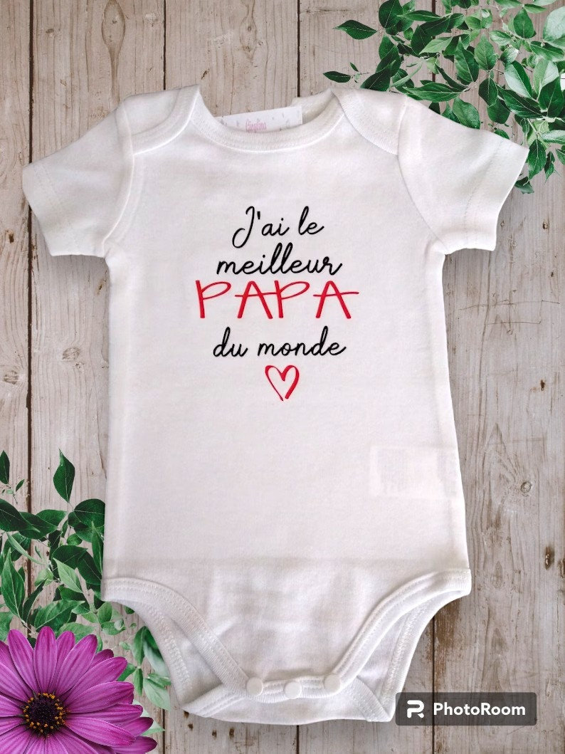 Bodie Body bébé personnalisé "J'ai le meilleur Papa du Monde ou avec le Mot de votre choix" (Parrain,papy,cousin...)