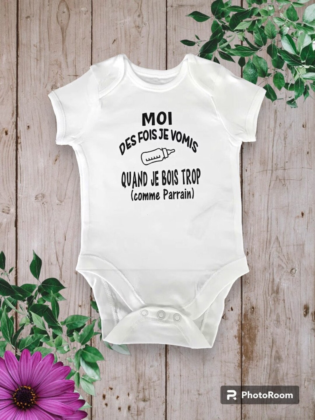 Body Bébé Bio « Parfois Je Vomis Quand Je Bois Trop (comme Tata) » – Cadeau Marrant