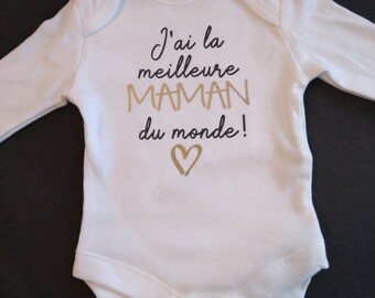 Bodys de bebé unisex personalizados "Tengo la Mejor MAMÁ del Mundo" o con la palabra que tú elijas (TATA, ABUELA...)