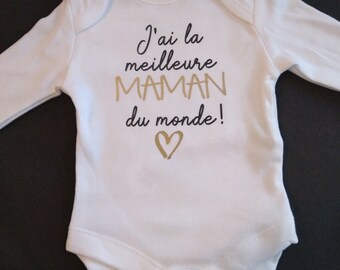 Gepersonaliseerde unisex baby rompertjes "Ik heb de beste moeder ter wereld" of met het woord van uw keuze (TATA, GRANDMA...)