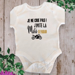 Bodie Personalized unisex baby bodysuit "I don't scream I imitate DAD'S motorcycle or (from the word of your choice Godfather, Mom, Godmother etc)"