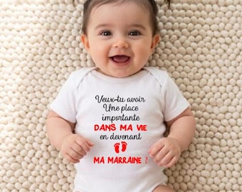 Baby bodysuit asking for godmother or godfather (your choice) - Original pregnancy announcement - Gift for future godmother or godfather - Colors of your choice