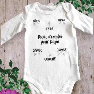 Bodie Body bébé Personnalisé Notice Pour PAPA ou par le mot de votre choix Parrain , marraine etc... gris