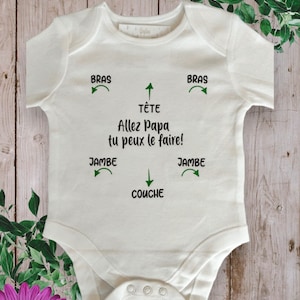 Bodie Personalized baby bodysuit Come on Dad you can do it Possibility of modifying the word Dad with the word of your choice VERT FONCÉ