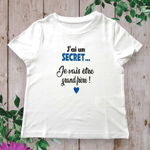 Bodies Body ou t-shirt bébé unisexe idéal pour Annoncer une grossesse J'ai un SECRET je vais être grande sœur ou grand frère, cousine ... image 4