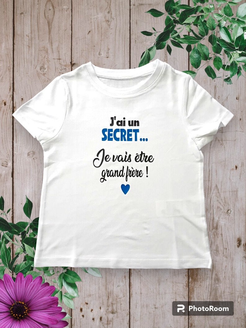 Bodies Body ou t-shirt bébé unisexe idéal pour Annoncer une grossesse J'ai un SECRET je vais être grande sœur ou grand frère, cousine ... Bleu royal