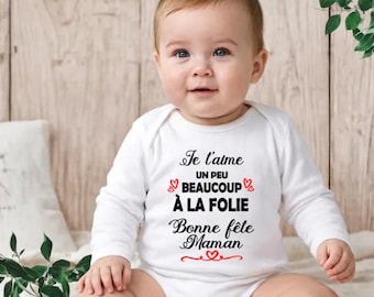 Personalized Mother's Day Baby Bodysuit – I love you a little, a lot, madly! Happy Mother's Day, Mom! – Gift idea for mom – Choice of colors