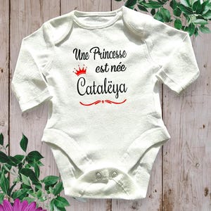 Personalized Baby Bodysuit "A Princess or a Prince is Born" with the first name of your choice