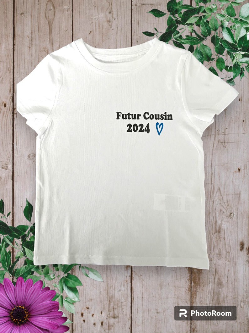 Bodies ou T-shirts unisexe personnalisé Annonces grossesse Futur Cousin 2024 ou personnalisation au choix Grand frère, Future cousine Bleu royal