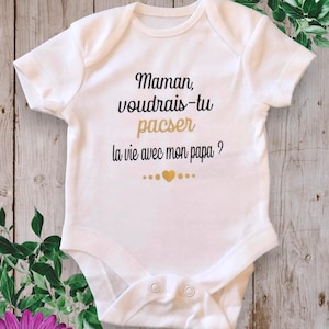 Ideal bodysuit or t-shirt for a civil partnership proposal "Mom, would you like to enter into a civil partnership with my dad?" Possibility of switching mom and dad