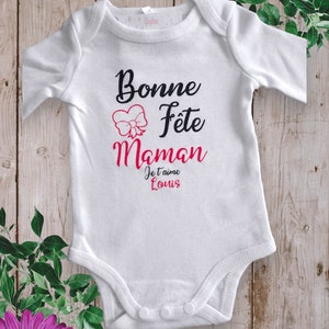 Personalized unisex baby bodysuits Happy Birthday DAD or the word of your choice Mom, grandma, etc. I love you and the first name of your choice Rouge