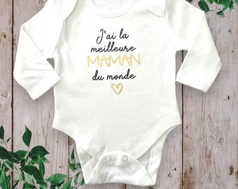 Personalized unisex baby bodysuits "I have the Best MOM in the World" or with the word of your choice (TATA, GRANDMA...)