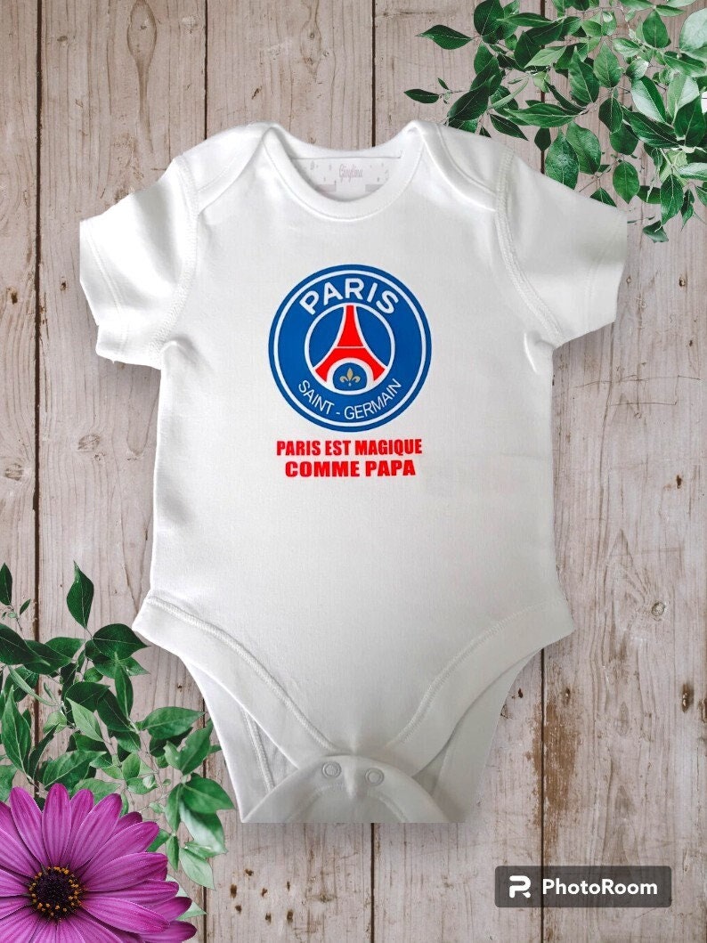 Body body neonato unisex personalizzato Logo e testo Parigi è magica come papà o la parola a tua scelta al posto di papà padrino, nonno, ecc. Rouge