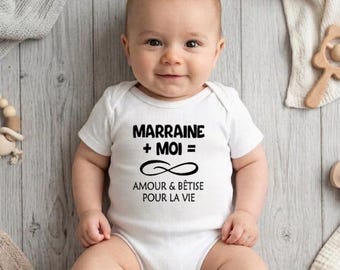 Godmother bodysuit or the word of your choice + Me = Love & Silliness for life – Original godmother gift – Humorous baby bodysuit – Gift idea