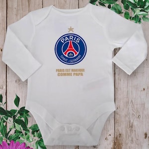 Personalized unisex baby bodysuits "Paris is magical like Dad or the word of your choice (Godfather, Grandpa, Mom)