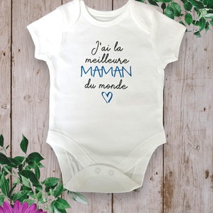 Bodys de bebé unisex personalizados Tengo la Mejor MAMÁ del Mundo o con la palabra que tú elijas TATA, ABUELA... Bleu royal