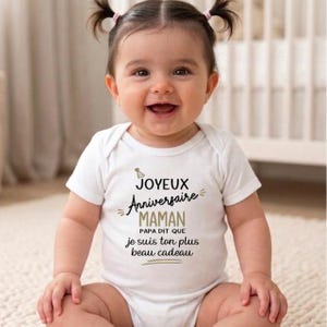 Body bébé ou T-shirt “Joyeux Anniversaire Maman” – Cadeau original pour maman – Idée cadeau drôle et tendre - Couleurs au choix